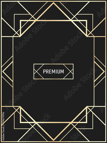 Vector geometric frame in Art Deco style. Rectangle vector abstract element for design. Premium vector frame in luxury style.