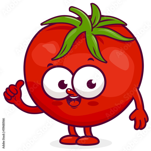Cartoon tomato character. Vector illustration