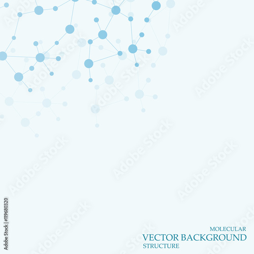 Structure molecule and communication Dna, atom, neurons. Science concept for your design. Connected lines with dots. Medical, technology, chemistry, science background. Vector illustration.