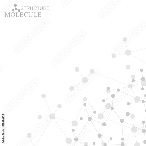 Structure molecule and communication Dna, atom, neurons. Science concept for your design. Connected lines with dots. Medical, technology, chemistry, science background. Vector illustration.