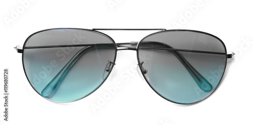 Isolated Aviator Sunglasses with Blue Lenses
