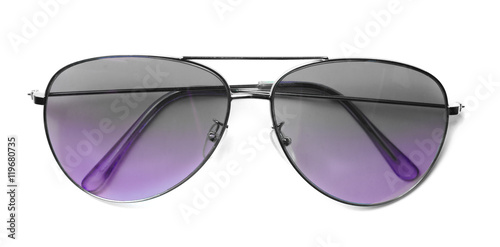 Isolated Aviator Sunglasses with Purple Lenses