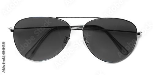 Isolated Aviator Sunglasses with Black Lenses