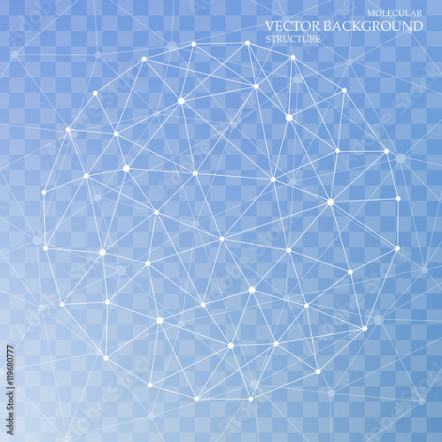 Structure molecule and communication Dna, atom, neurons. Science concept for your design. Connected lines with dots. Medical, technology, chemistry, science background. Vector illustration.