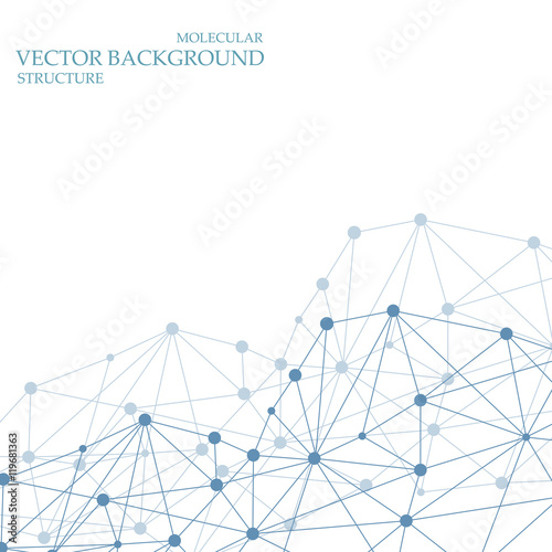 Structure molecule and communication Dna, atom, neurons. Science concept for your design. Connected lines with dots. Medical, technology, chemistry, science background. Vector illustration.
