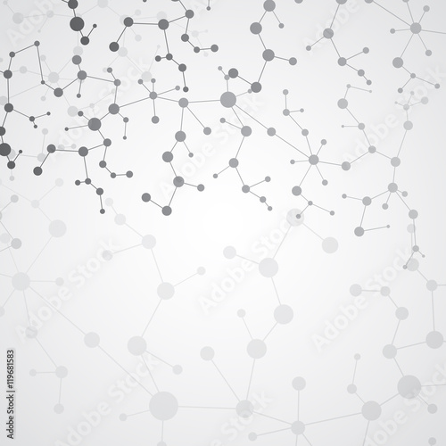 Structure molecule and communication Dna, atom, neurons. Science concept for your design. Connected lines with dots. Medical, technology, chemistry, science background. Vector illustration.