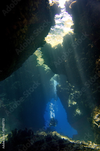 underwater cavern and caves © oleksiy latunin