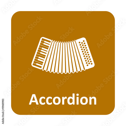 Accordion musical instrument vector icon for web and mobile