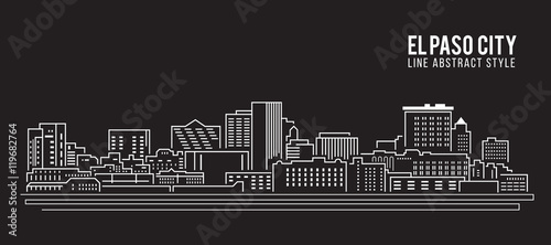 Cityscape Building Line art Vector Illustration design - El Paso city
