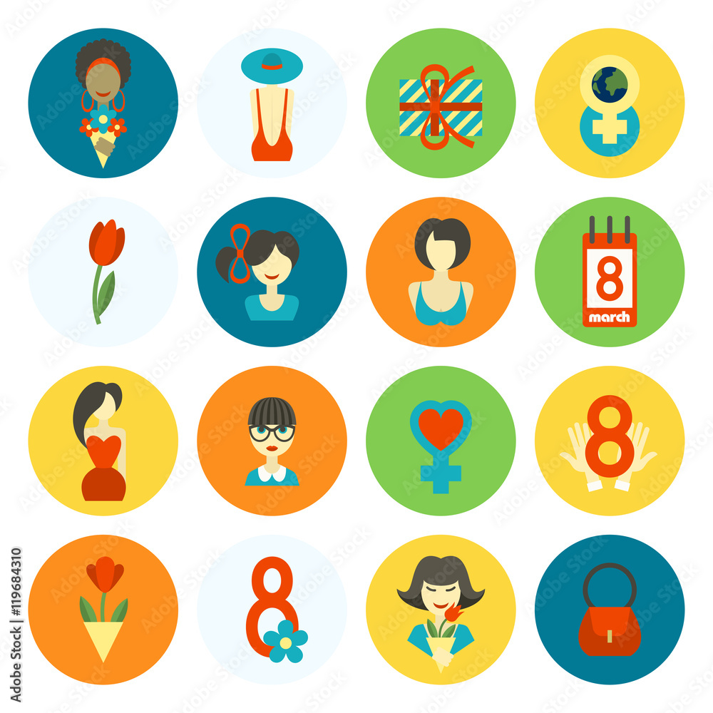 Fototapeta premium Womans Day Icon Set