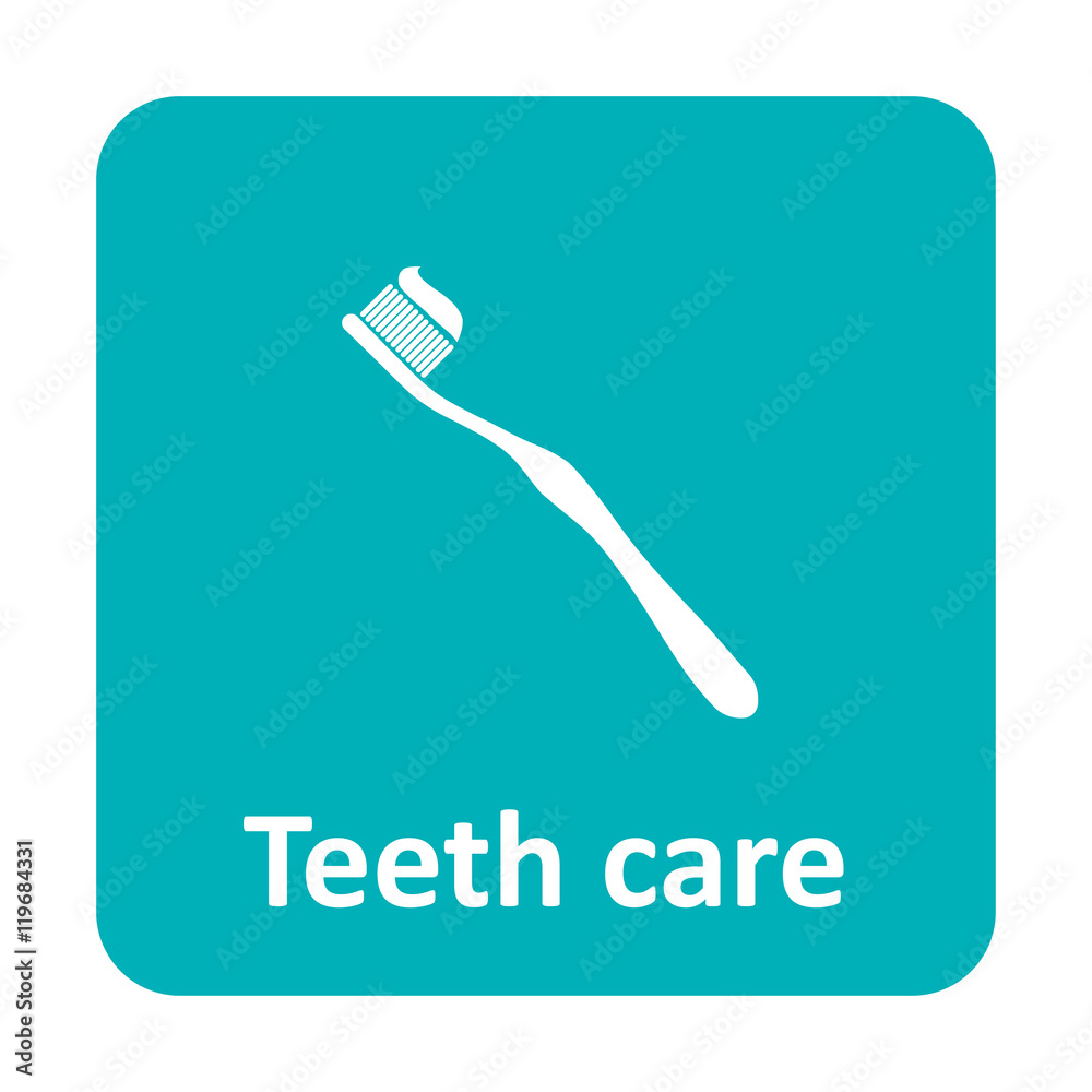 Fototapeta premium Toothbrush teeth care vector icon for web and mobile
