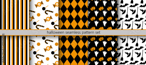 halloween seamless pattern set