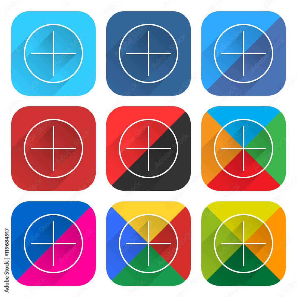 Flat popular social network web icon square button Flat popular social network web icon square button