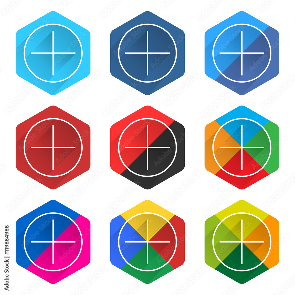 Flat popular social network web hexagon icon Flat popular social network web hexagon icon