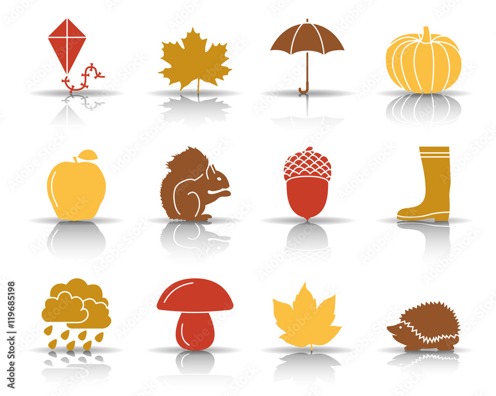 Fototapeta premium Herbst Icons - Braun (Schatten)