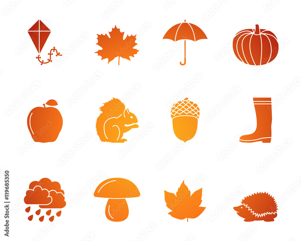 Fototapeta premium Herbst Icons - Verlauf