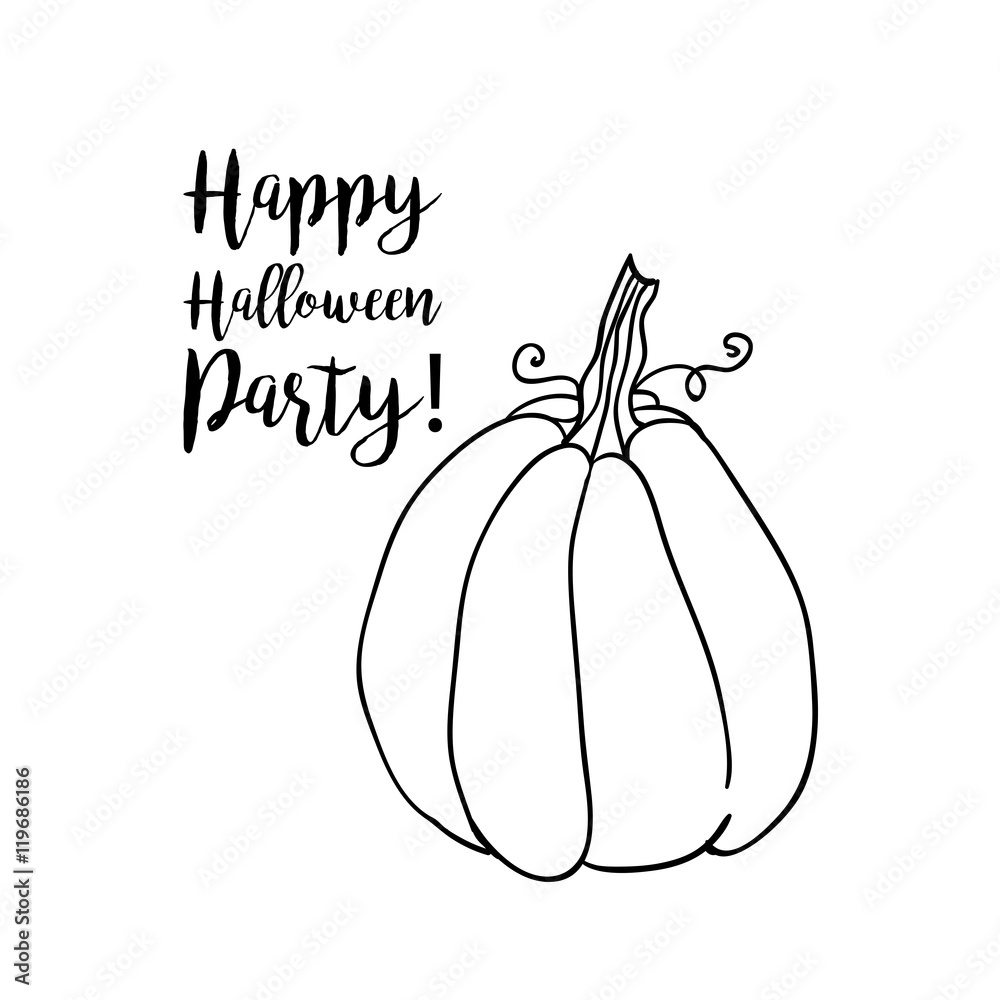 Coloring book page design with witch accessory for Happy Halloween ...