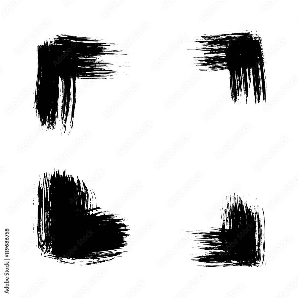 Collection of black ink hand drawn paintbrush brush vector illustration. Collection of black ink hand drawn paintbrush brush vector illustration.
