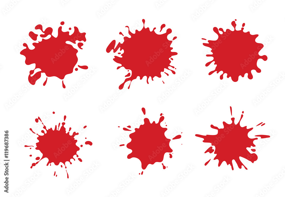 vector Set of Red Blood Splashes and splatters