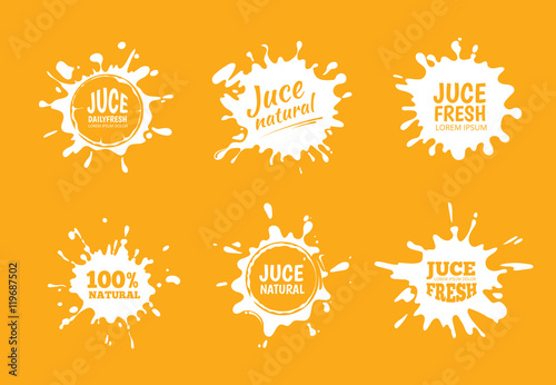 Murais de parede Vector illustration set of Yellow juice or honey labels.