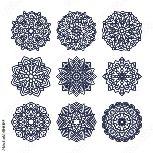 Set of mandalas. Indian wedding meditation.