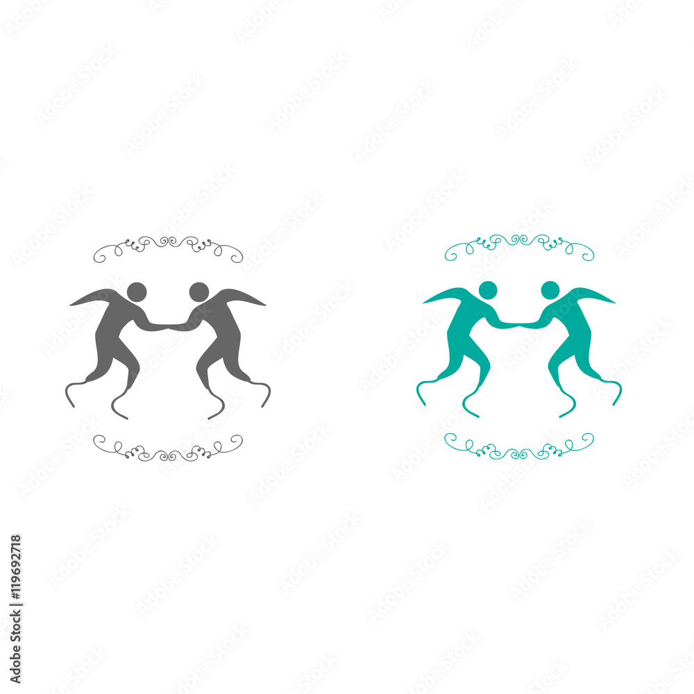 Two athletes with disabilities. Logo for sport Two athletes with disabilities. Logo for sport