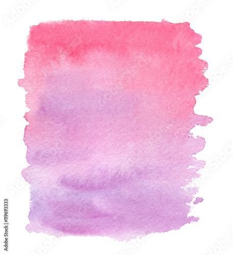 Pink to purple gradient painted in watercolor on clean white background