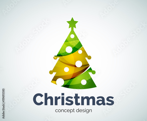 Vector Christmas or New Year tree logo template