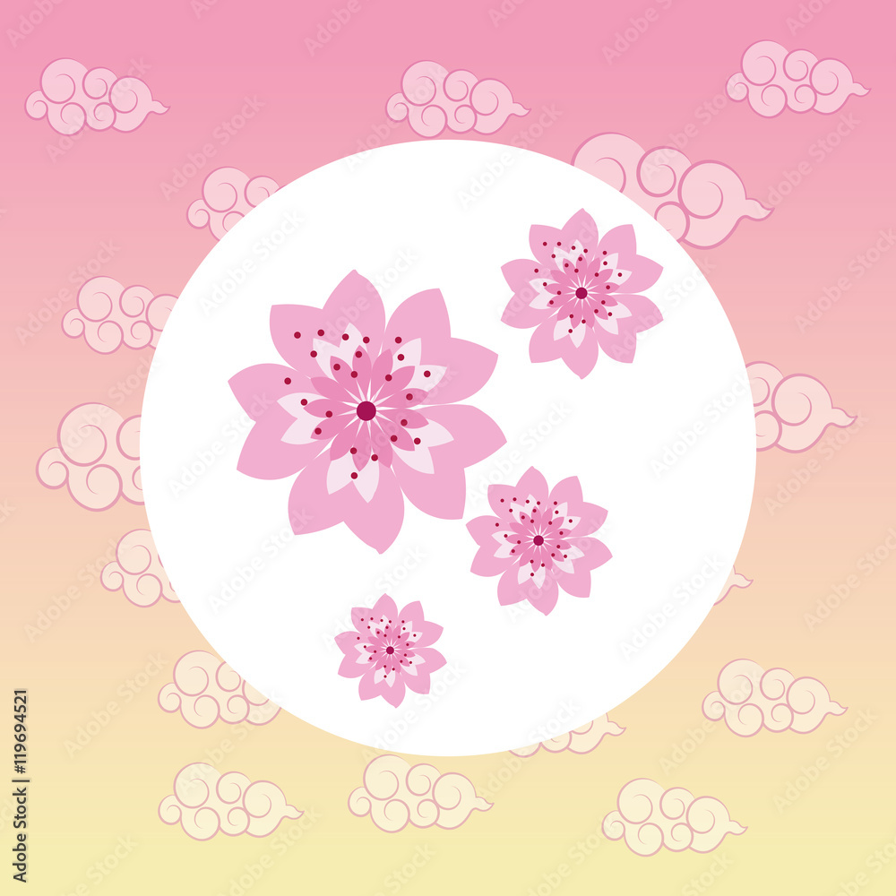 flower pink japan culture landmark asia famous icon. Colorful design. Vector illustration flower pink japan culture landmark asia famous icon. Colorful design. Vector illustration