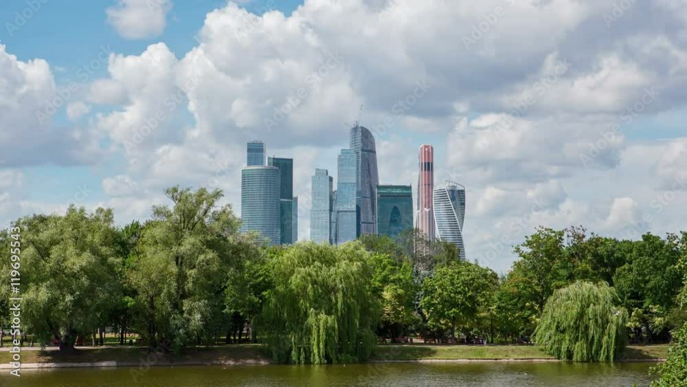 Clouds Over Moscow City. Moscow International Business Center. Timelapse. View of Novodevichy Park Clouds Over Moscow City. Moscow International Business Center. Timelapse. View of Novodevichy Park