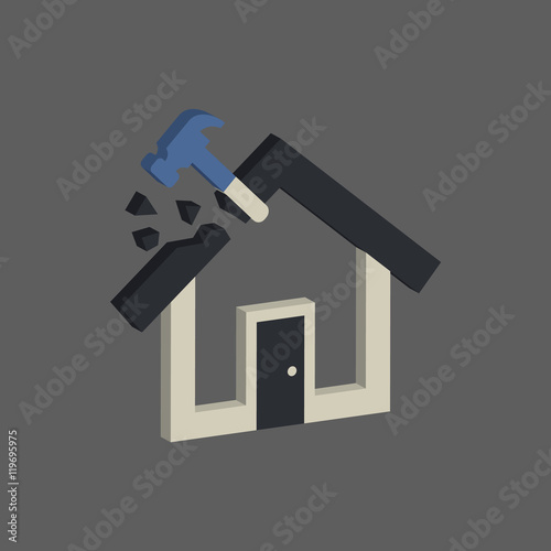 real estate and property: house repairing icon in flat style 