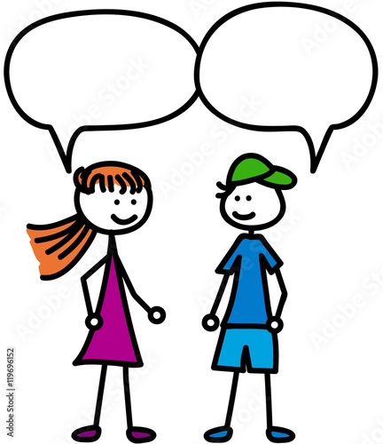 Kinder mit Sprechblasen