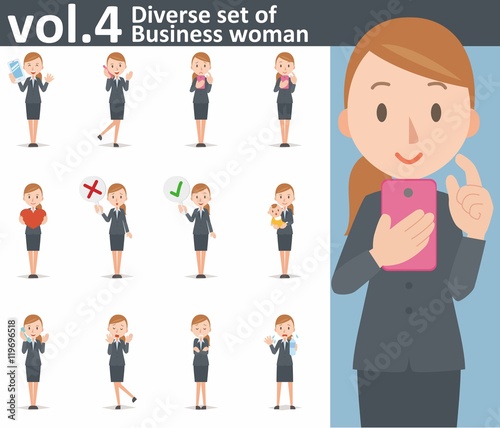 Diverse set of business woman on white background vol.4