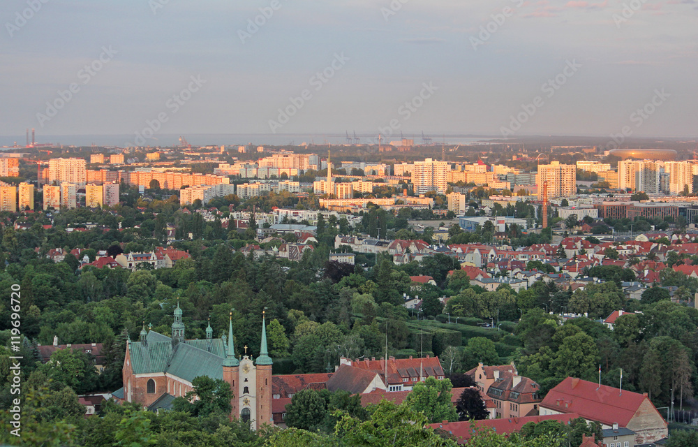 Gdansk View from the heights into the sunset. Poland.