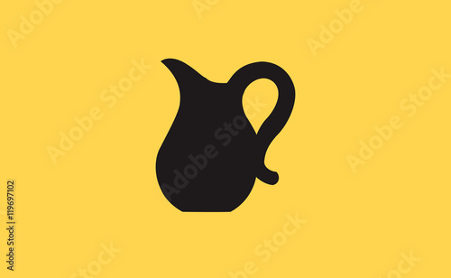 Vector black jug symbol on flat background