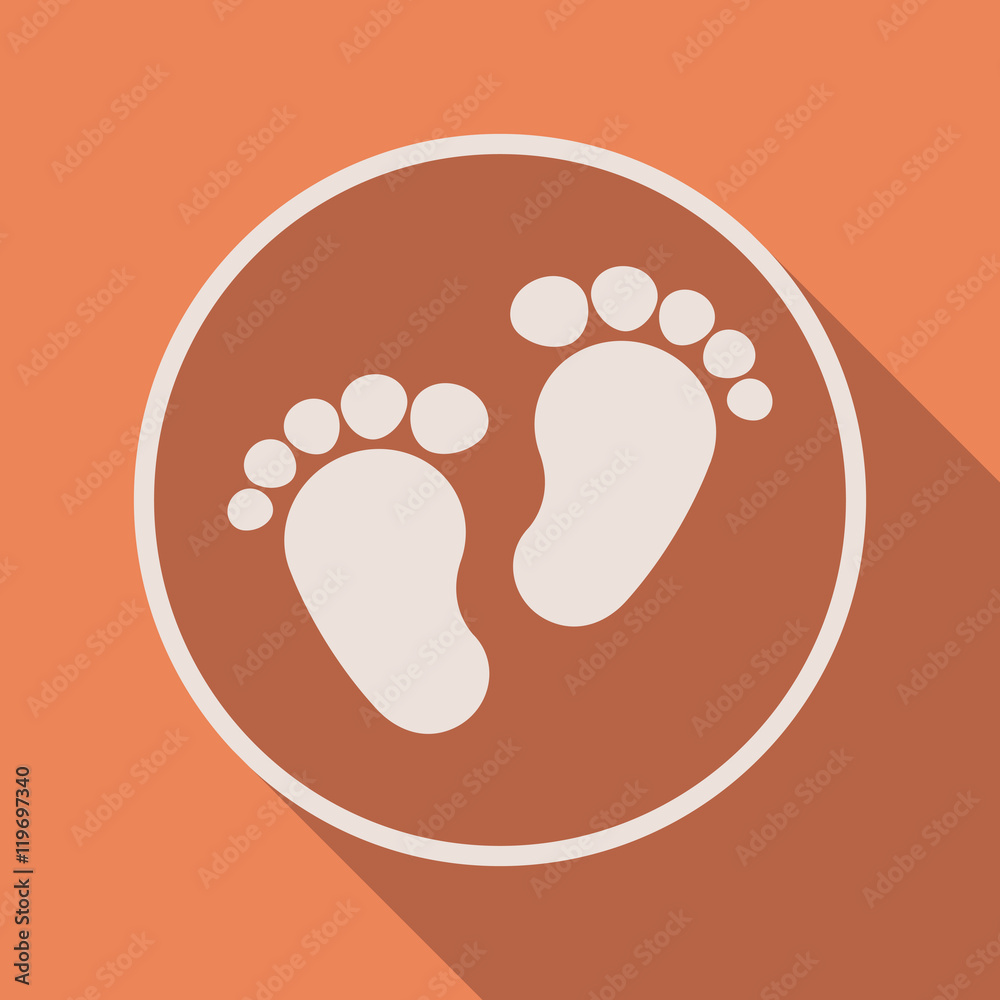 Baby footprints traces sign button Baby footprints traces sign button