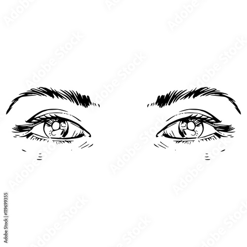 black and white fashion illustration with eye