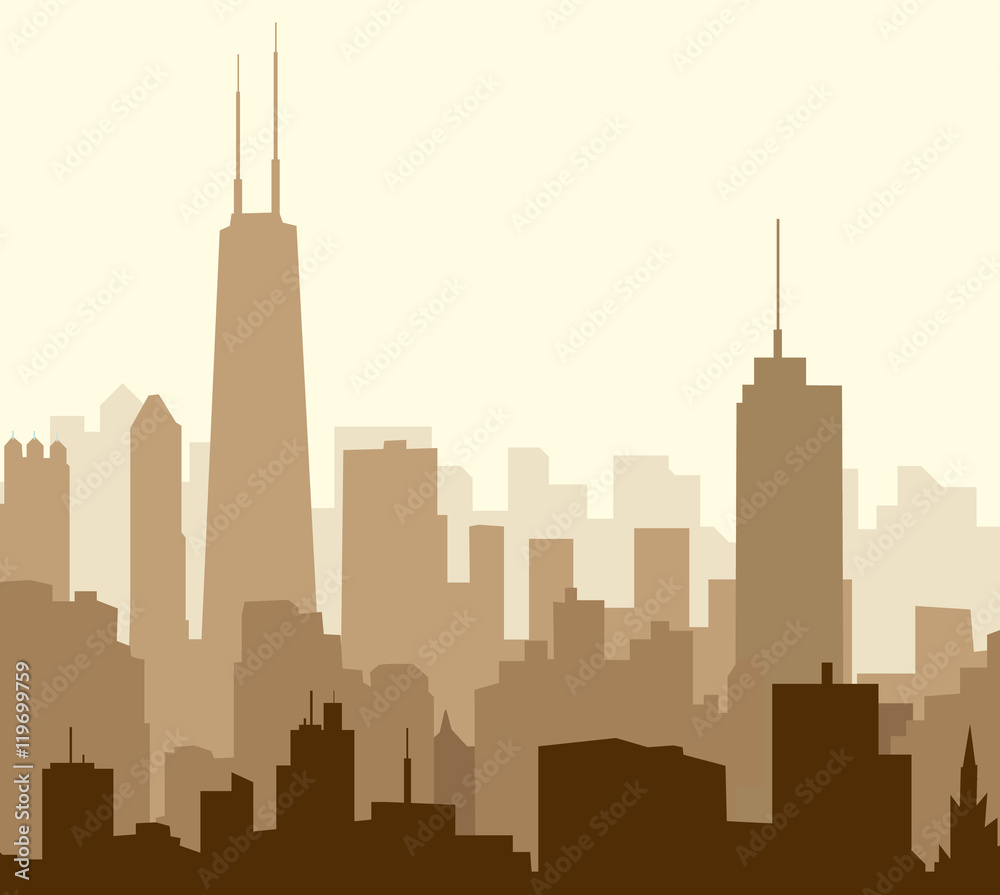 Chicago Morning Skyline-Vector
