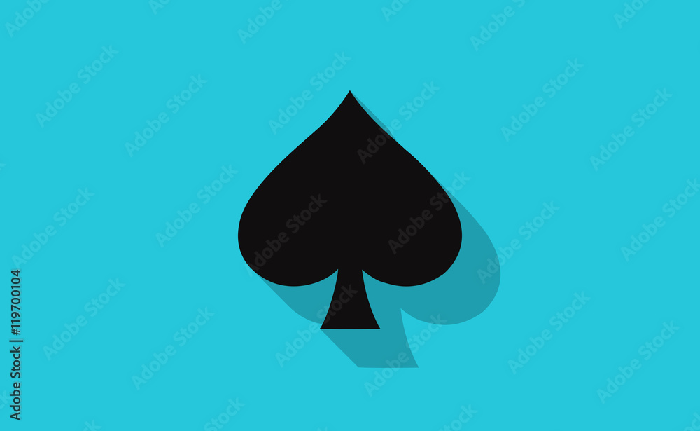 Vector playing card gambling symbol with long shadow on flat background Vector playing card gambling symbol with long shadow on flat background