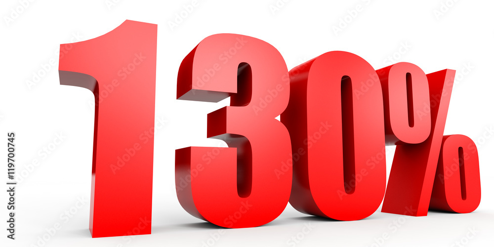 Discount 130 percent off. 3D illustration.