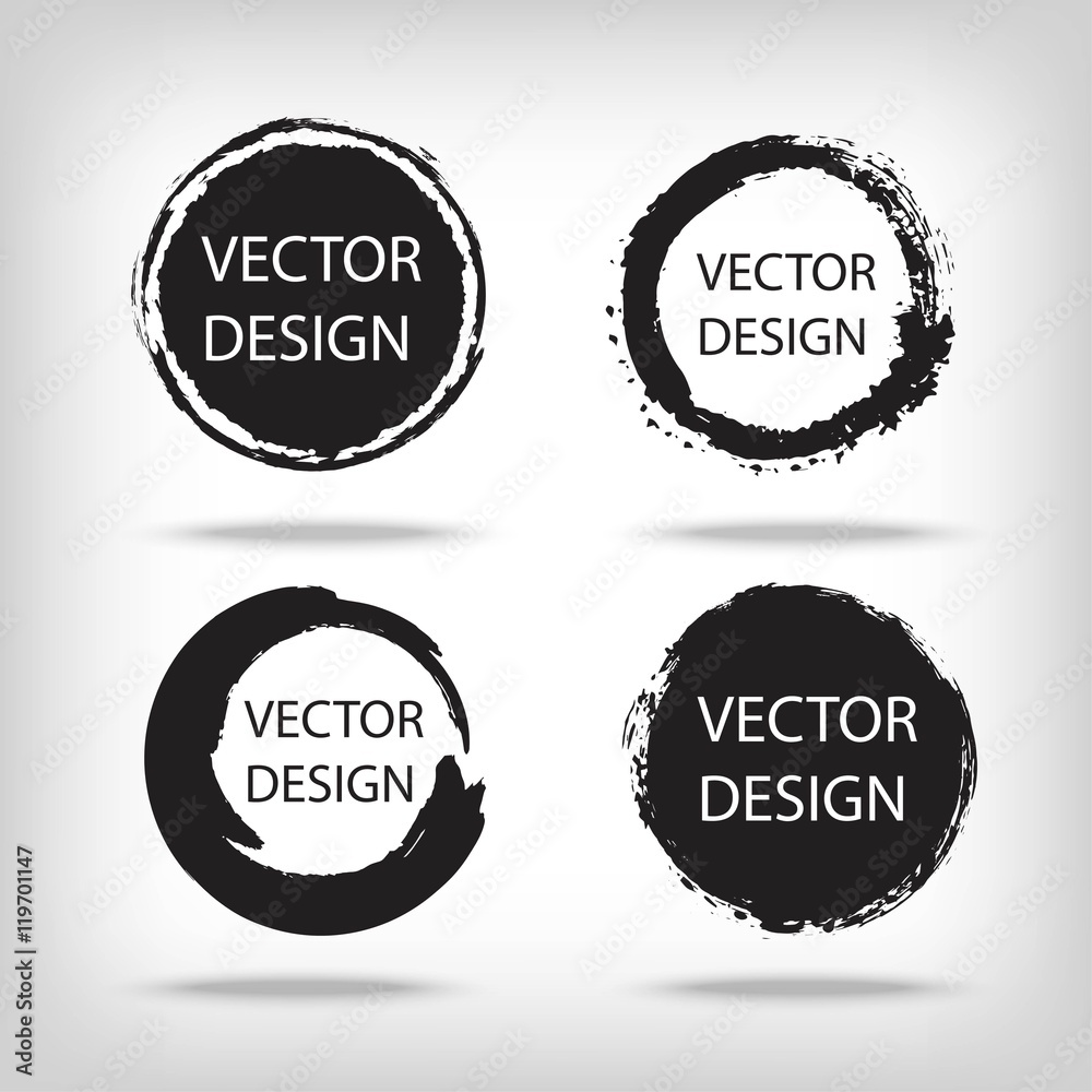 Artistic creative painted circle for logo, label, branding. Black enso zen round. Vector illustration.