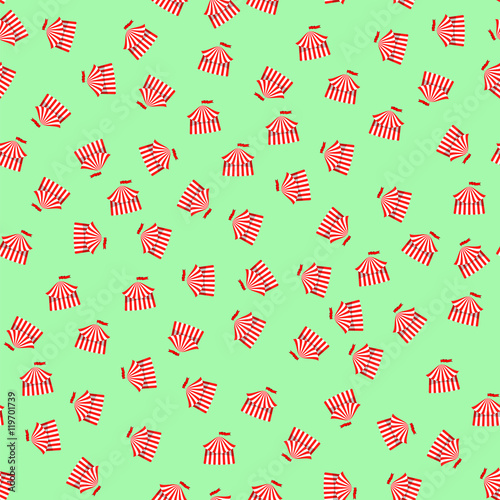 Circus Icon Seamless Pattern on Green Background