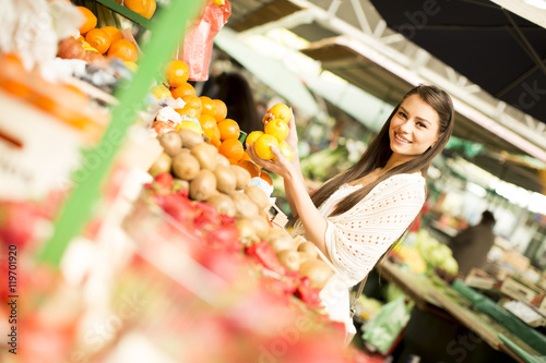Young woman on market