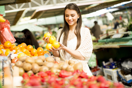 Young woman on market