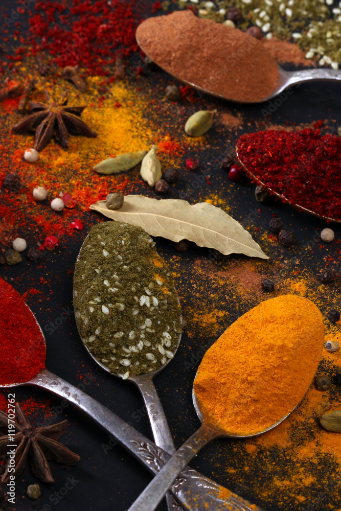 Spices in spoons