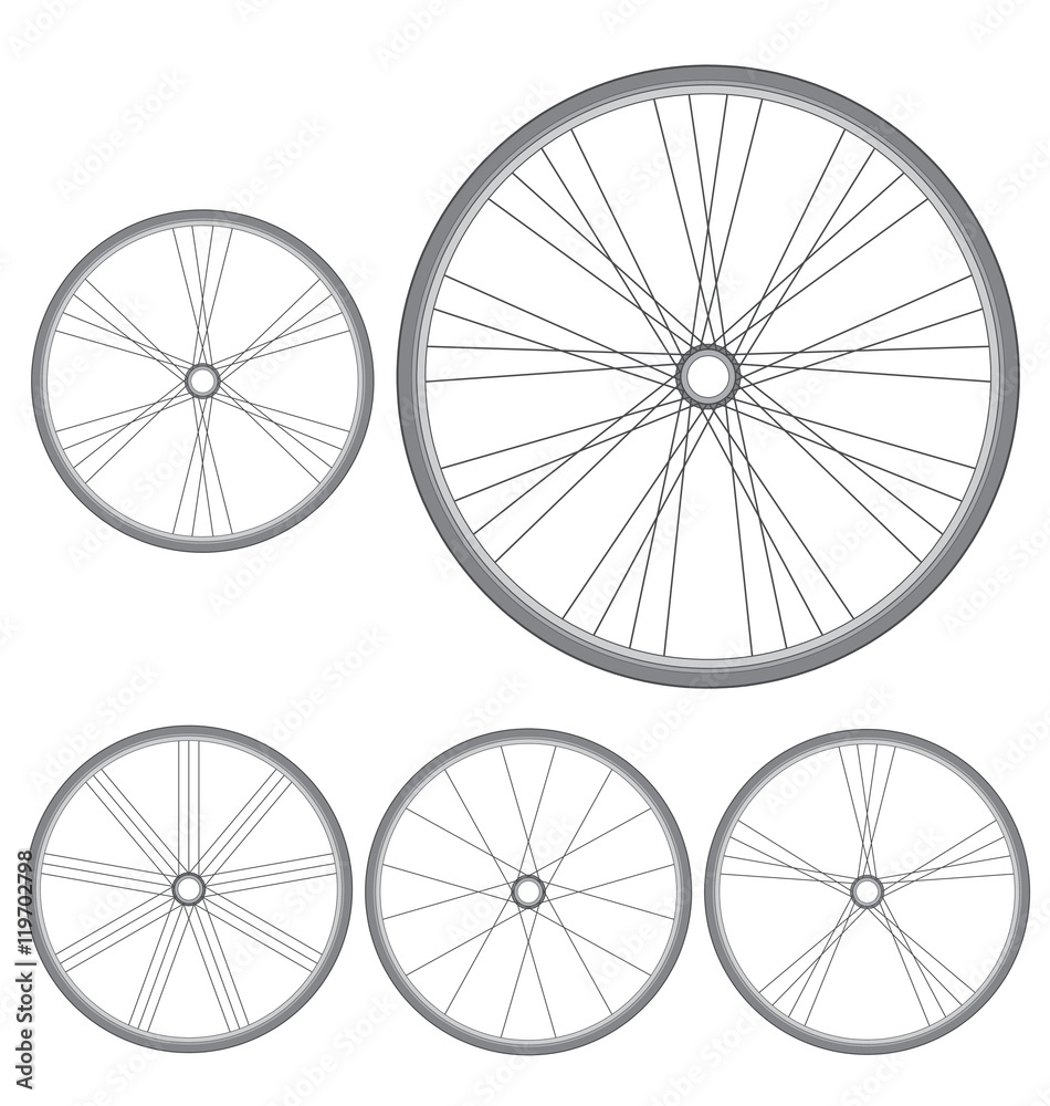 different bicycle wheels on a white background
different bicycle wheels on a white background