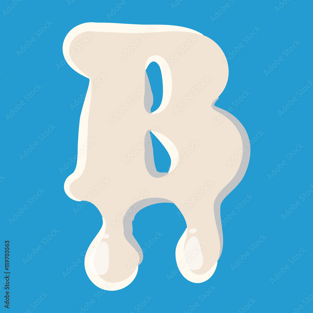 Obraz premium B letter isolated on baby blue background. Milky B letter vector illustration