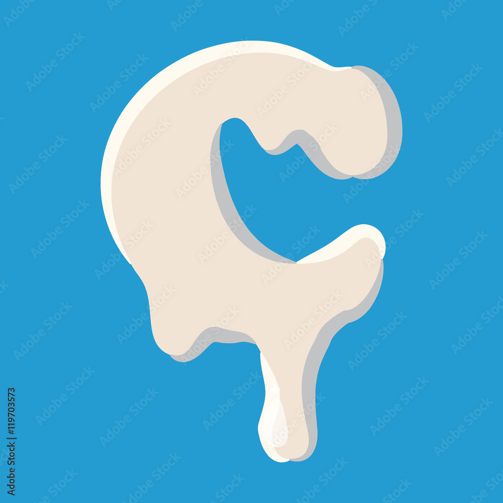 C letter isolated on baby blue background. Milky C letter vector illustration C letter isolated on baby blue background. Milky C letter vector illustration