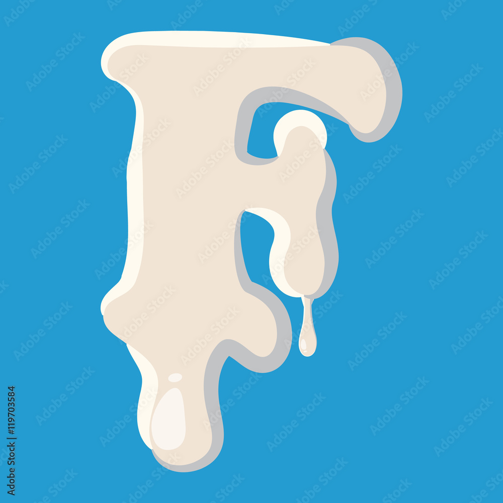 F letter isolated on baby blue background. Milky F letter vector illustration F letter isolated on baby blue background. Milky F letter vector illustration