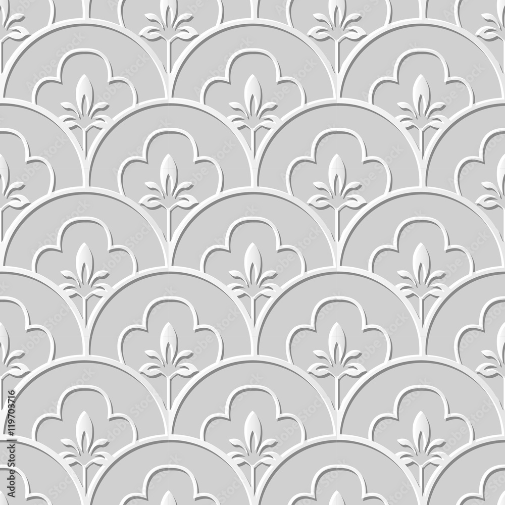 3D paper art 537 round curve scale line flower